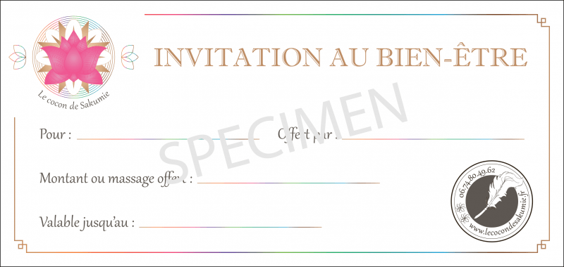 Invitation bien-être Le Cocon de Sakumie